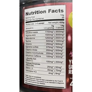 HEISENBERG  PRE WORKOUT 420 G Pharmaceutical